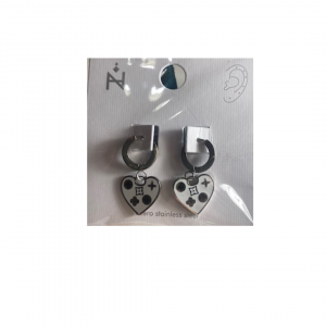 PENDIENTES DE  ACERO PLATEADO CORAZON